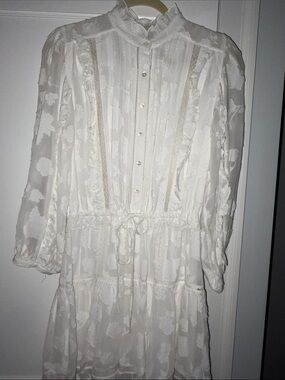 Joie White Lace Button-Up Dress